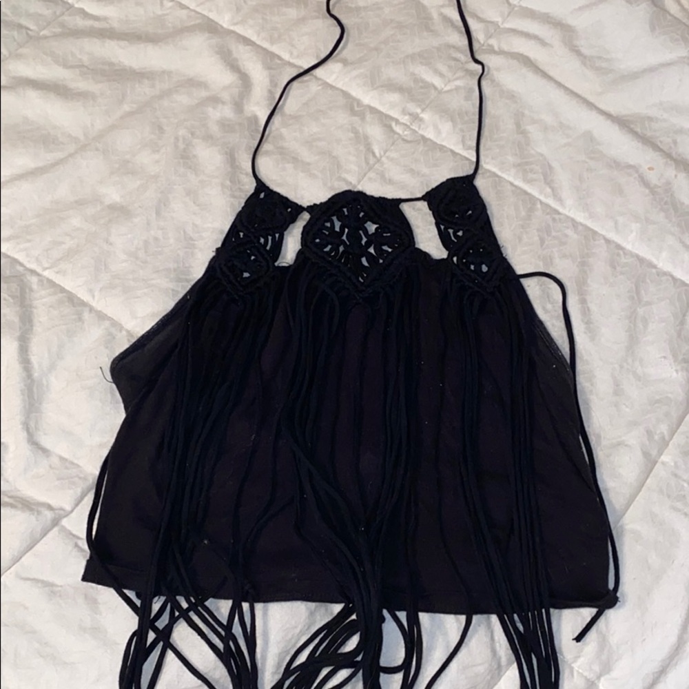 Black halter crop top